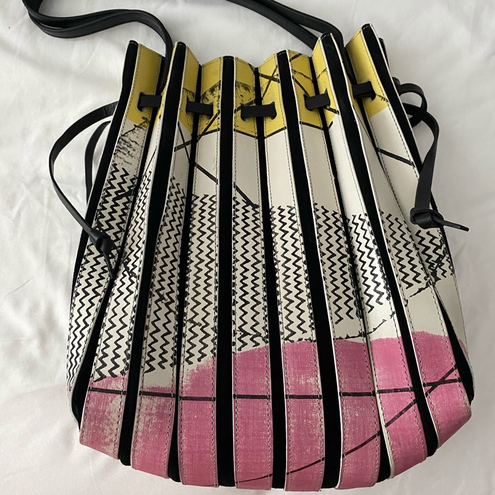 Zara pleated leather bucket bag